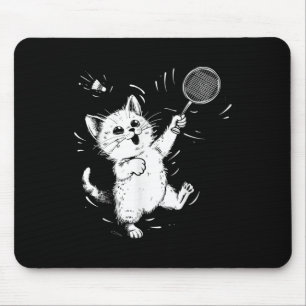 Mousepad Peteca de Badminton Engraçada Gato Fofo Jogador de