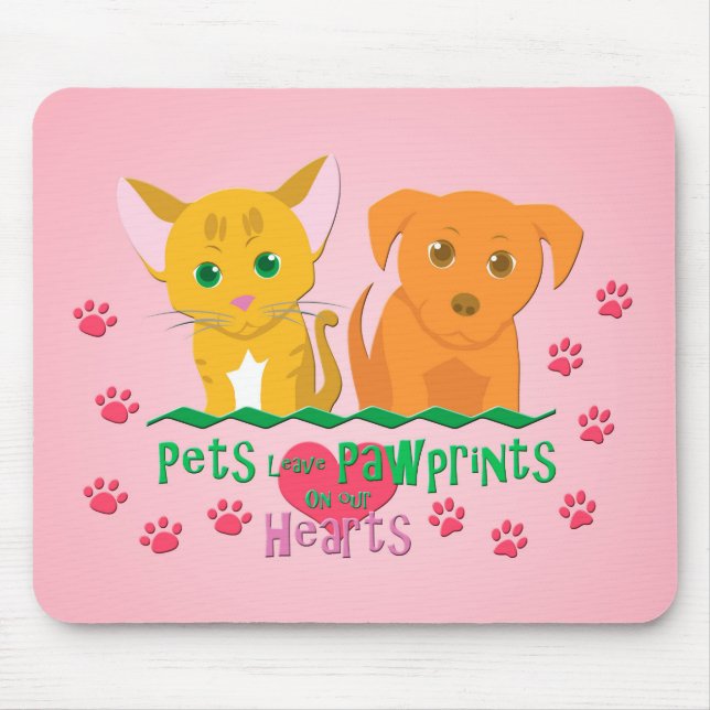 Mousepad Pets deixam pegadas no coração (Frente)