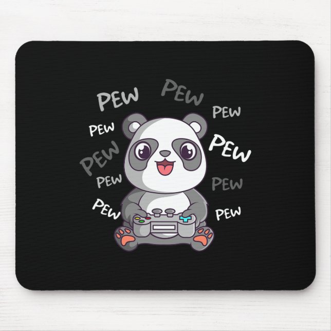 Mousepad Pew Pew Pew Vídeo de Panda Fofo Jogos Gamer  (Frente)