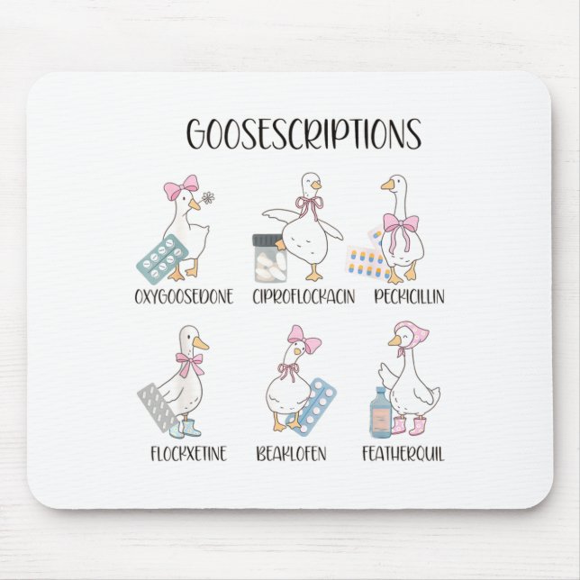 Mousepad Pharmacy Funny Goose Silly Prescriptions Puns Medi (Frente)