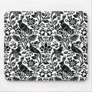 Mousepad Pheasant and Hare Patterno, Branco e Preto