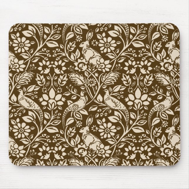 Mousepad Pheasant and Hare Patterno, Brown and Beige (Frente)