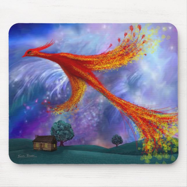Mousepad Phoenix voando à noite (Frente)