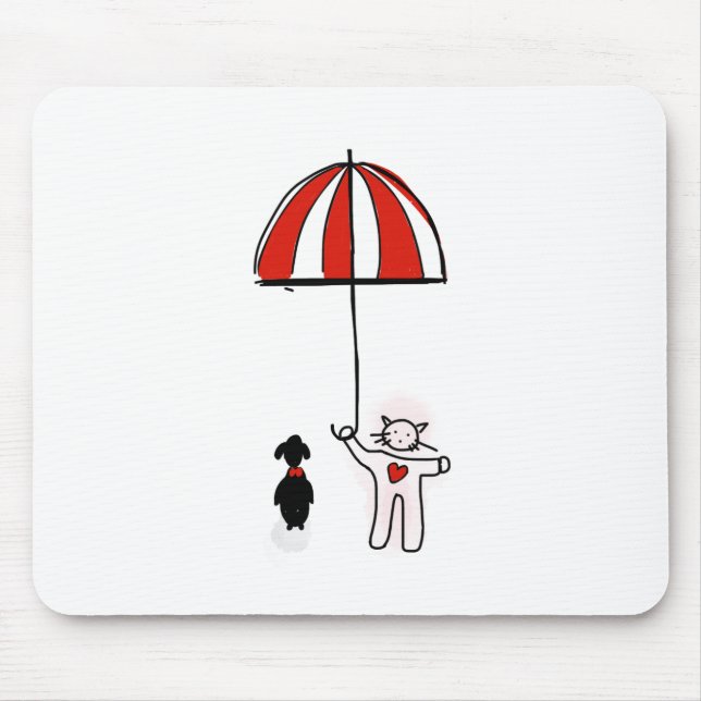 Mousepad Phone Wallpaper Cat Dog Umbrella Cachorro (Frente)