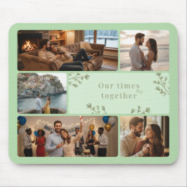 Mousepad Photo collage with 6 photos and custom Sage Green