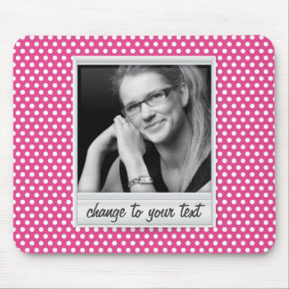 Mousepad photoframe no polkadot branco & cor-de-rosa