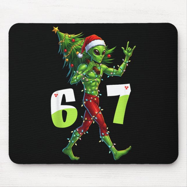 Mousepad Piada de Natal Alien Seis Sete Meme 67 Chapéu de P (Frente)