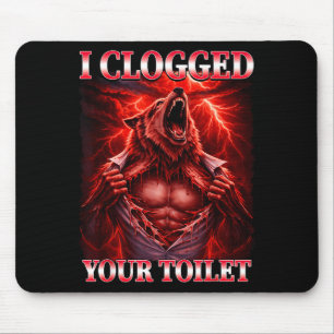 Mousepad Piada de vaso sanitário entupido meme alpha wolf b