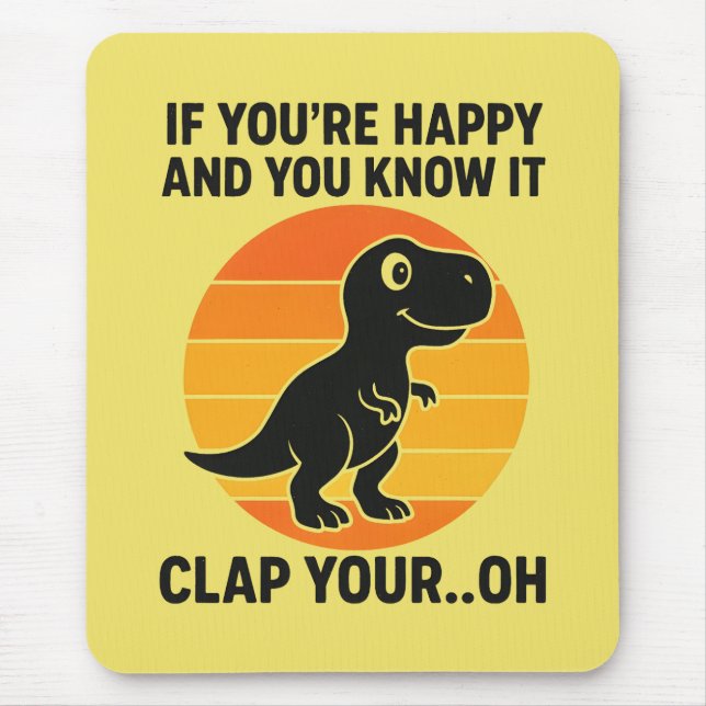 Mousepad Piada do T Rex Bate Palmas Ó Retro Dinosaur (Frente)