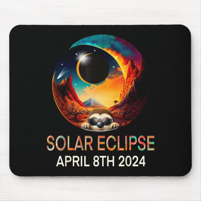 Mousepad Piada Usando Preguiça de Eclipse Solar Eclipse Sol (Frente)