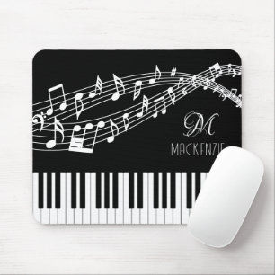 Mousepad Piano Keyboard Music Notes Monograma Cor Personali