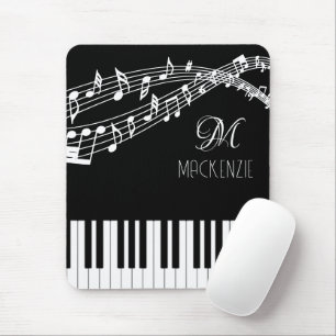 Mousepad Piano Notas de Música Nome Monograma Cor Personali