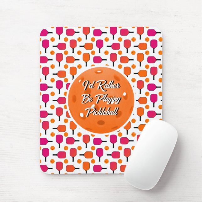Mousepad Pickleball Cor-de-Rosa e Laranja Paddleball Festa  (Com mouse)