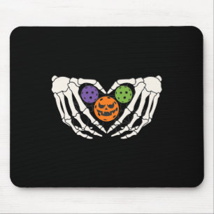 Mousepad Pickleball Halloween Skeleton Mãos Adoram Coração