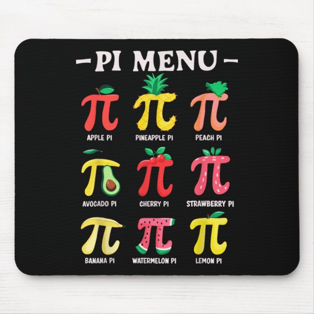 Mousepad Pie Menu Funny Pi Day Pi 3.14 Math Professor Pi Sy (Frente)