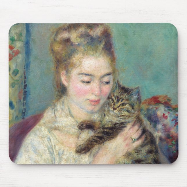 Mousepad Pierre-Auguste Renoir - Mulher com gato (Frente)