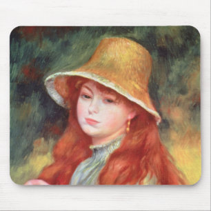 Mousepad Pierre uma rapariga de Renoir em um chapéu de