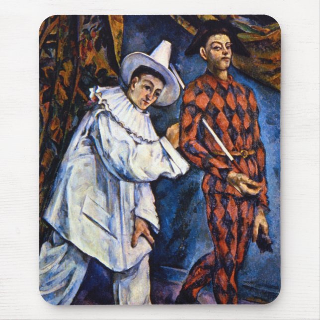Mousepad Pierrot e Harlequin, Mardi Gras por Paul Cezanne (Frente)