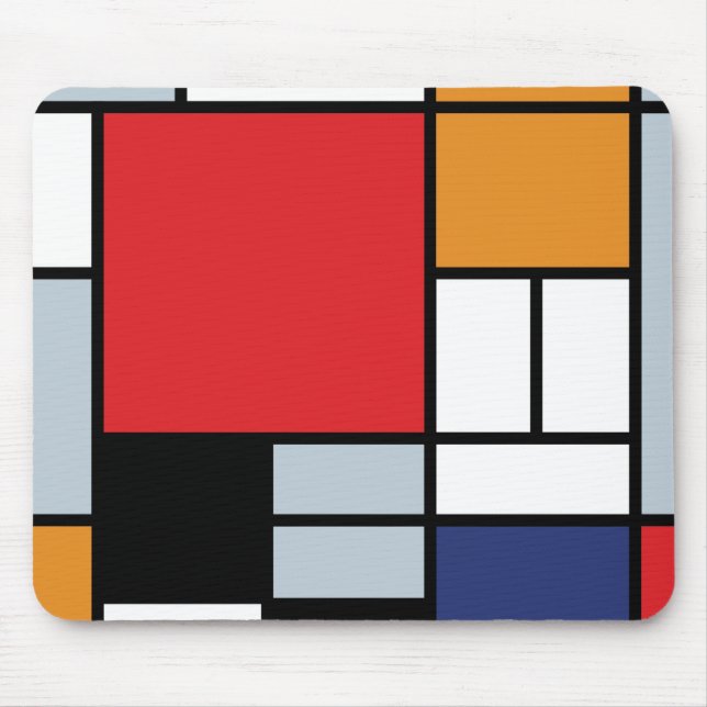 Mousepad Piet Mondrian - Composição com Grande Plano Vermel (Frente)