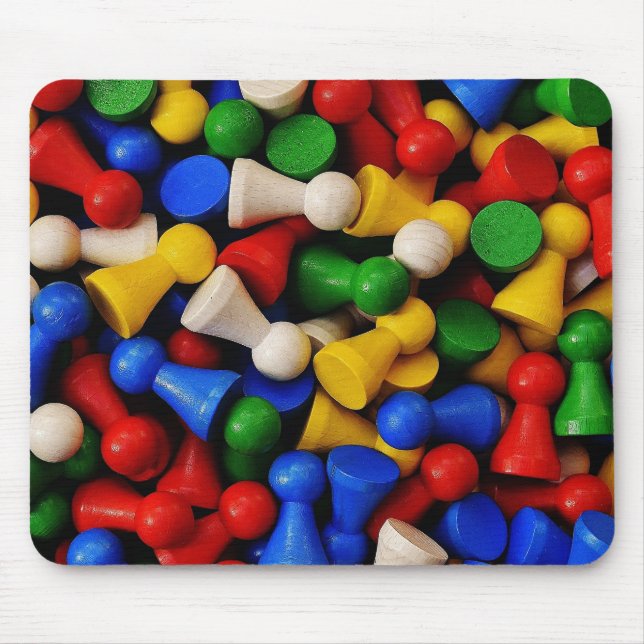 Mousepad Pilha Colorida de Peças de Jogo de Madeira (Frente)