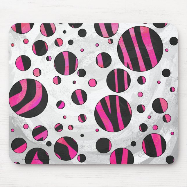 Mousepad Piloka Dot Zebra Preta e Rosa Quente (Frente)