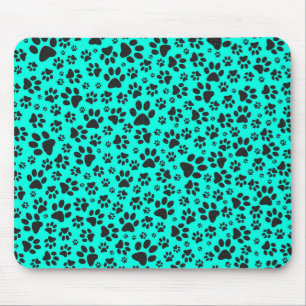 Mousepad Pinças de cães Bolinhas branca e preta em ciano ví