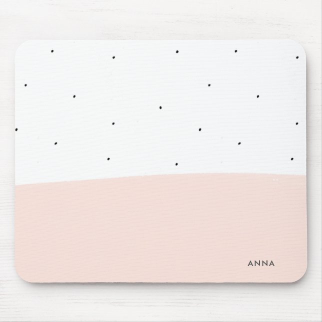 Mousepad Pincéis brancos e leves, cor-de-rosa, design moder (Frente)