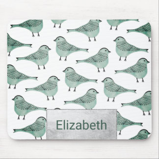 Mousepad Pincéis pretos de aves aquáticas verdes da florest