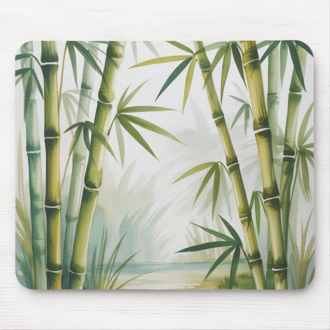 Mousepad Pincel de Aguarela Floresta de Bambu Ilha Brisa Mo (Frente)