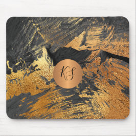 Mousepad Pincel de arte moderna derrame monograma de ouro n