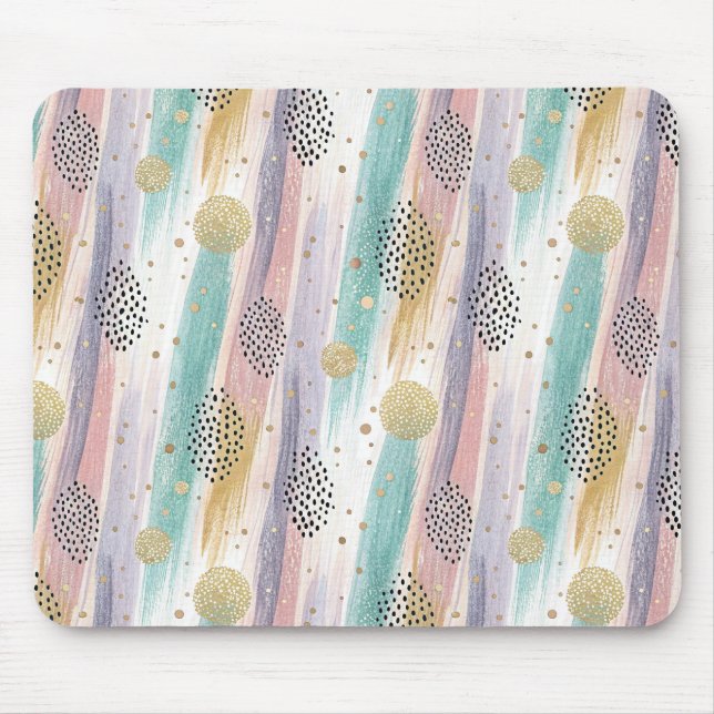 Mousepad Pincel de Pastel e Abstrato geométrico Dourado (Frente)