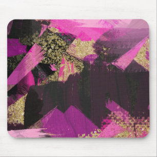Mousepad Pincel Moderno Glitter Preto Dourado Glam Grunge