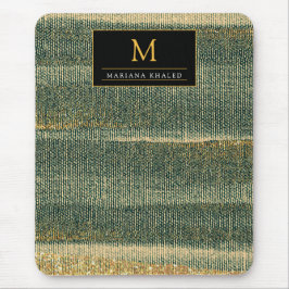 Mousepad Pincel Verde Elegante com ouro e preto