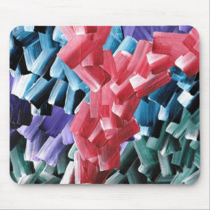 Mousepad Pinceladas Abstratas e Ousadas em Vermelho e Azul