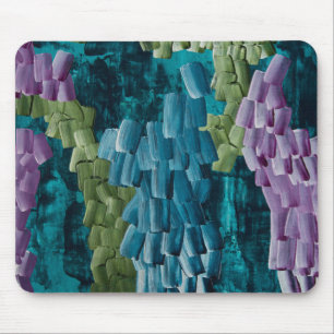 Mousepad Pinceladas Abstratas em Azul, Verde e Roxo