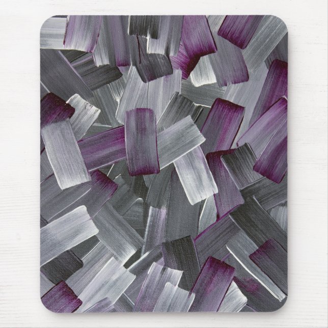 Mousepad Pinceladas Abstratas em Roxo, Preto e Cinza (Frente)