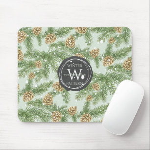 Mousepad Pine Branches & Pine Cones Watercolor Padrão