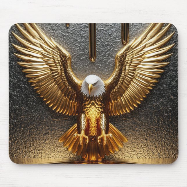Mousepad Pingente de Águia Dourada Derramando Metal Líquido (Frente)