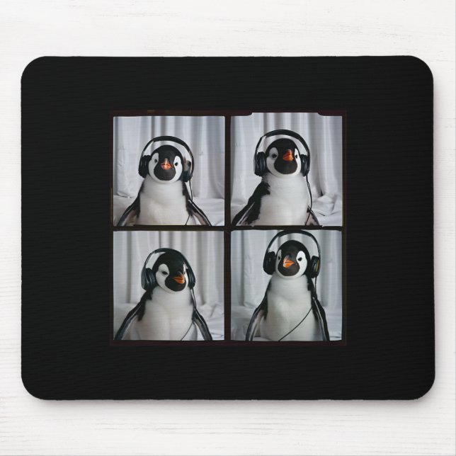 Mousepad Pinguim com Fones de ouvido Autismo Zoo Pinguim (Frente)