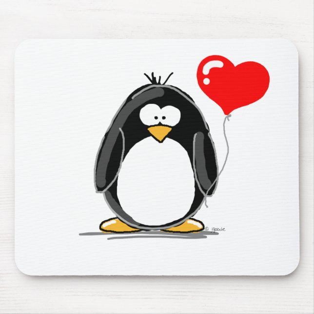 Mousepad Pinguim com um balão do coração (Frente)