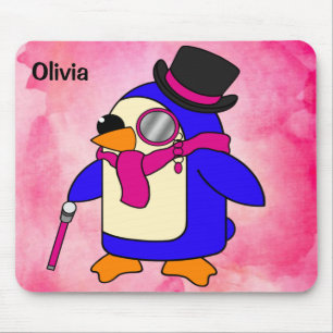 Mousepad Pinguim-de-cartoon-de-cor-de-rosa