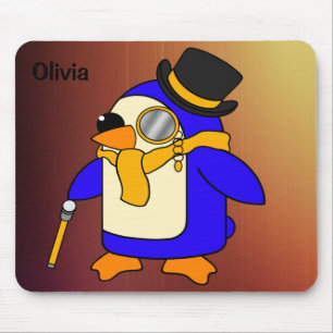 Mousepad Pinguim de desenho animado bonito, amarelo-sol