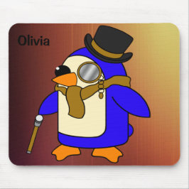 Mousepad Pinguim de desenho animado bonito curtido em couro