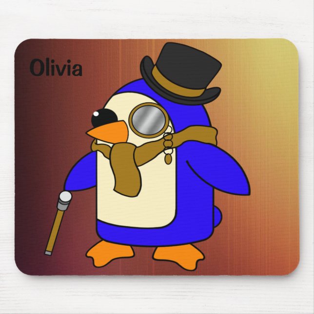 Mousepad Pinguim de desenho animado bonito curtido em couro (Frente)