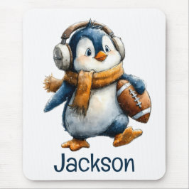 Mousepad Pinguim de Futebol de Inverno Personalizado para C