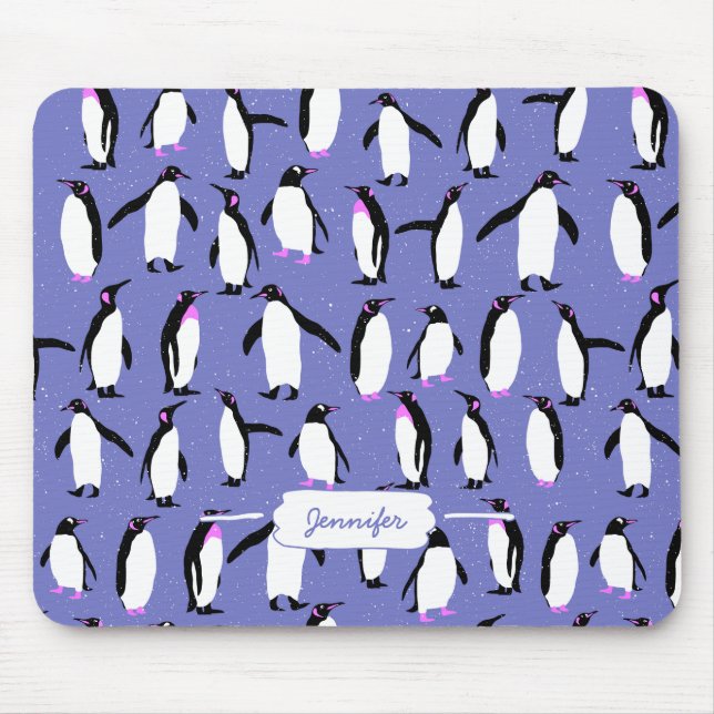 Mousepad Pinguim de inverno bonito (Frente)
