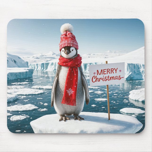 Mousepad Pinguim De Natal Em Um Iceberg (Frente)