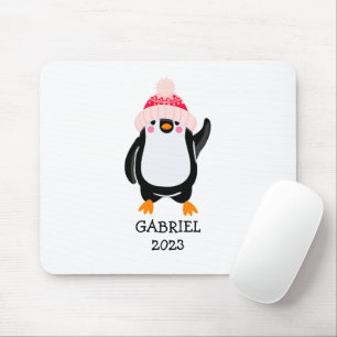 Mousepad Pinguim de Natal Gelado Personalizado em Chapéu Ve