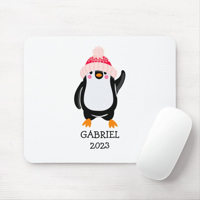 Mousepad Pinguim de Natal Gelado Personalizado em Chapéu Ve (Com mouse)