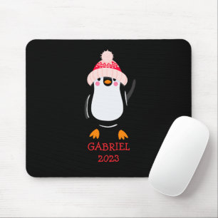Mousepad Pinguim de Natal Gelado Personalizado em Chapéu Ve